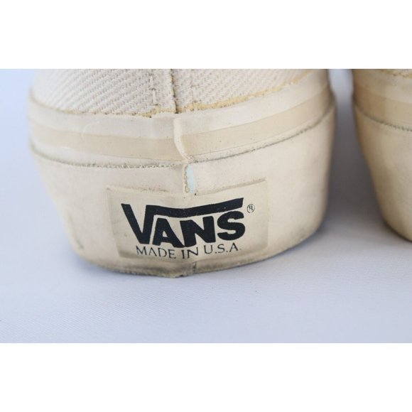 Vintage 80s 90s Vans Skateboarding Mens 8.5 Canvas Sneakers Shoes Beige USA main image 7